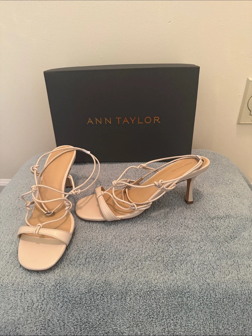 Ann Taylor Beige Lace-Up Strappy Sandals - Picture 4 of 6